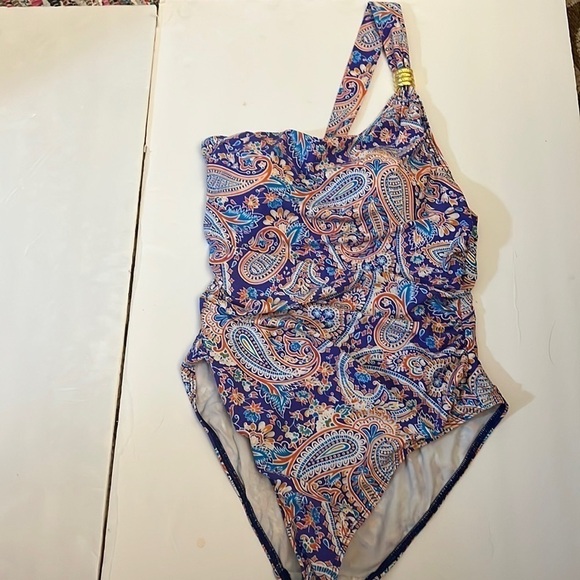 Lauren Ralph Lauren One Shoulder Paisley print bathing suit size 8 - Picture 10 of 10